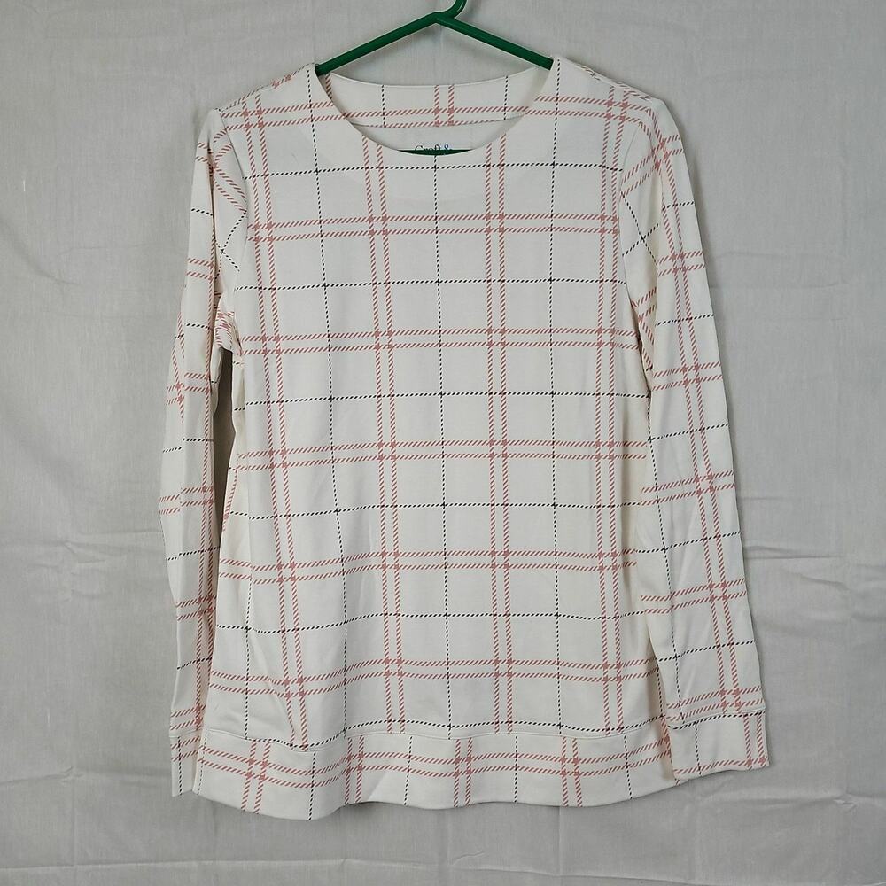Croft & Barrow Womens White Round‎ Neck Super Soft Pullover Sweatshirt Sz Small